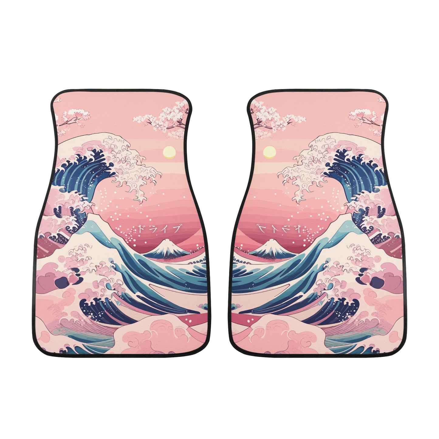 Kanagawa Wave Car Floor Mats - Pink