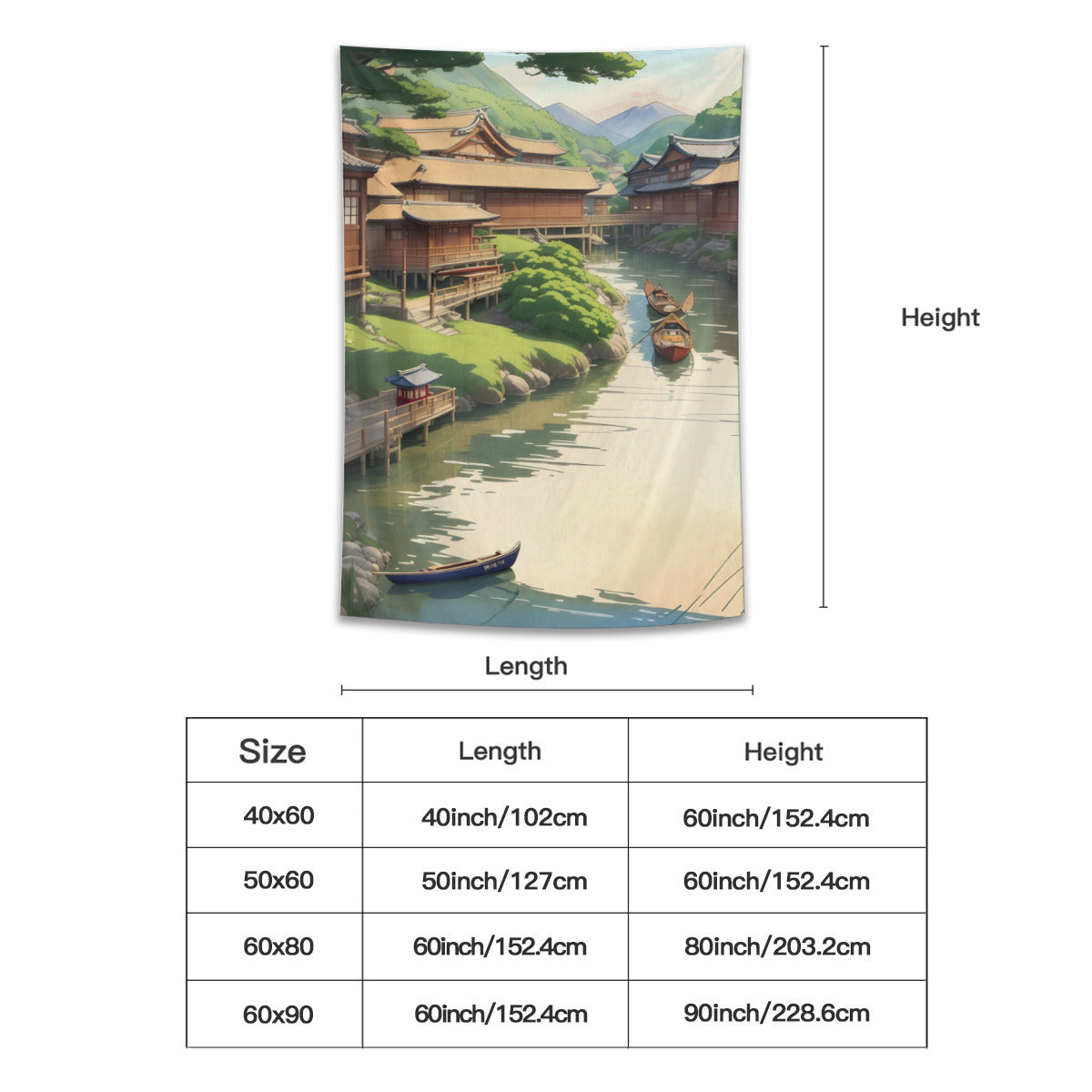 Japanese Art River Tapestry Wall Hanging