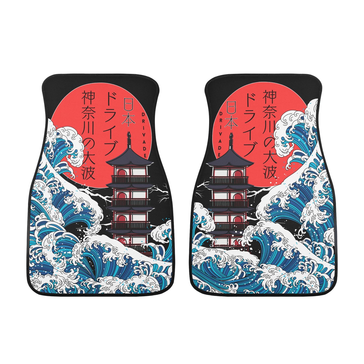 Kanagawa wave Modern Car Floor Mats