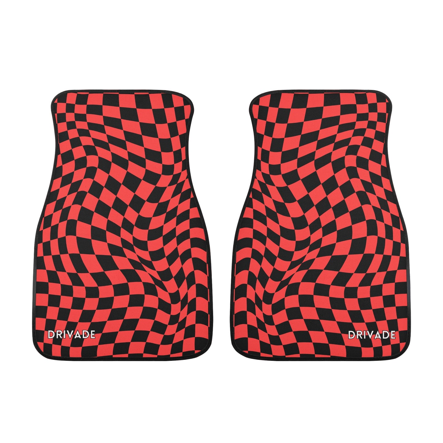 Drivade Checkered Car Floor Mats - Red