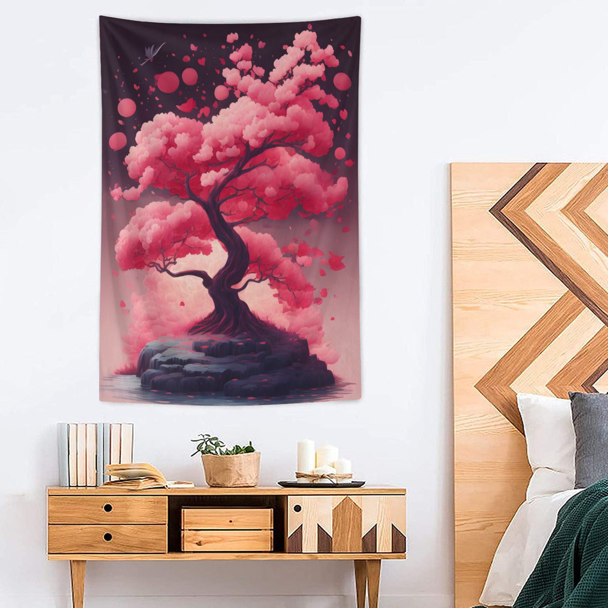 Sakura Tree Japandi Tapestry Wall Hanging