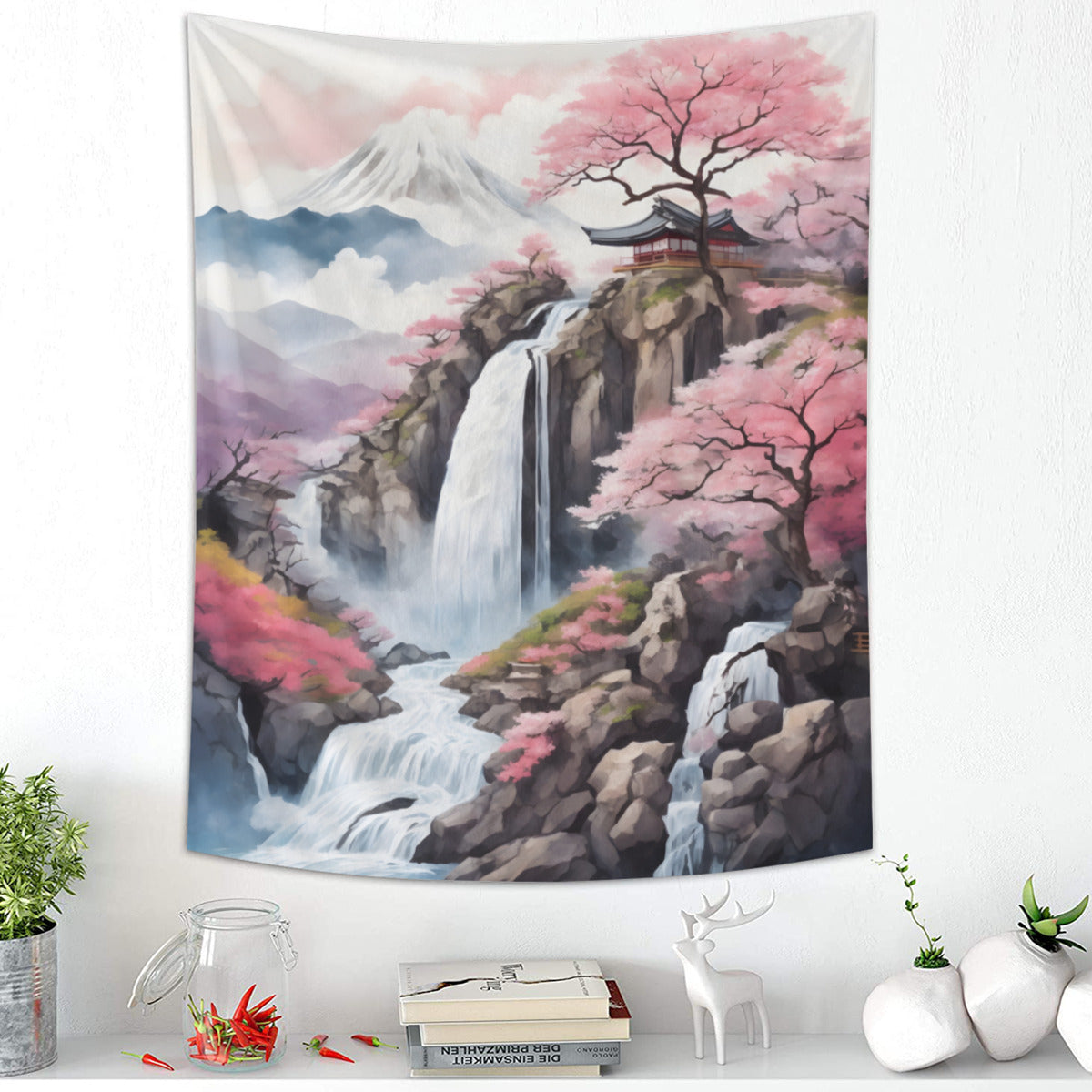Japanese Mount Fuji Sakura Tapestry Wall Hanging