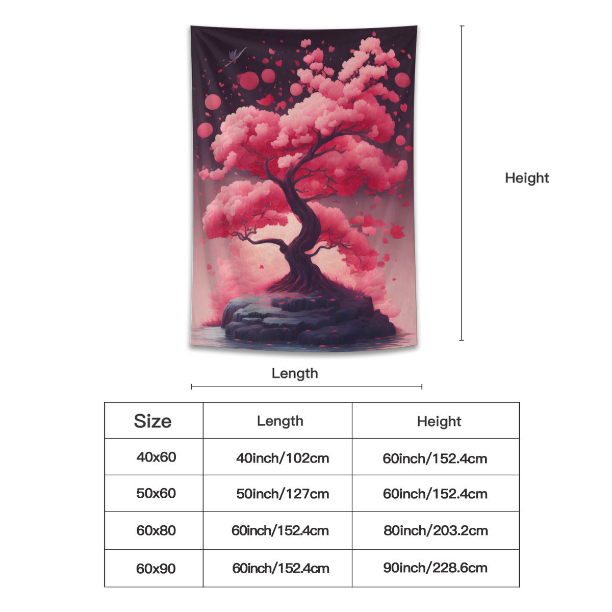 Sakura Tree Japandi Tapestry Wall Hanging