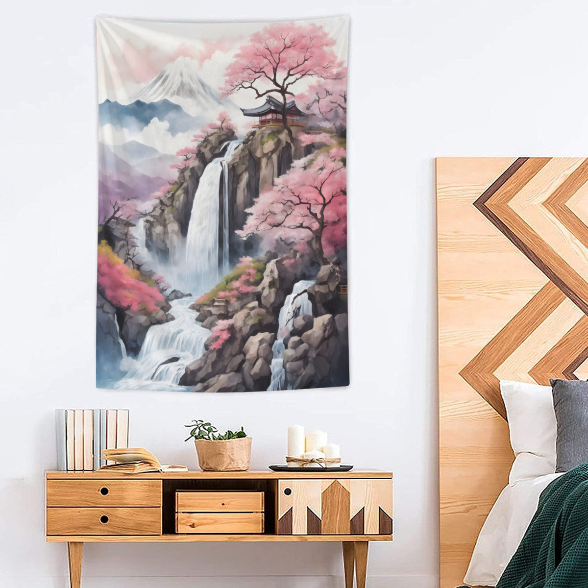 Japanese Mount Fuji Sakura Tapestry Wall Hanging