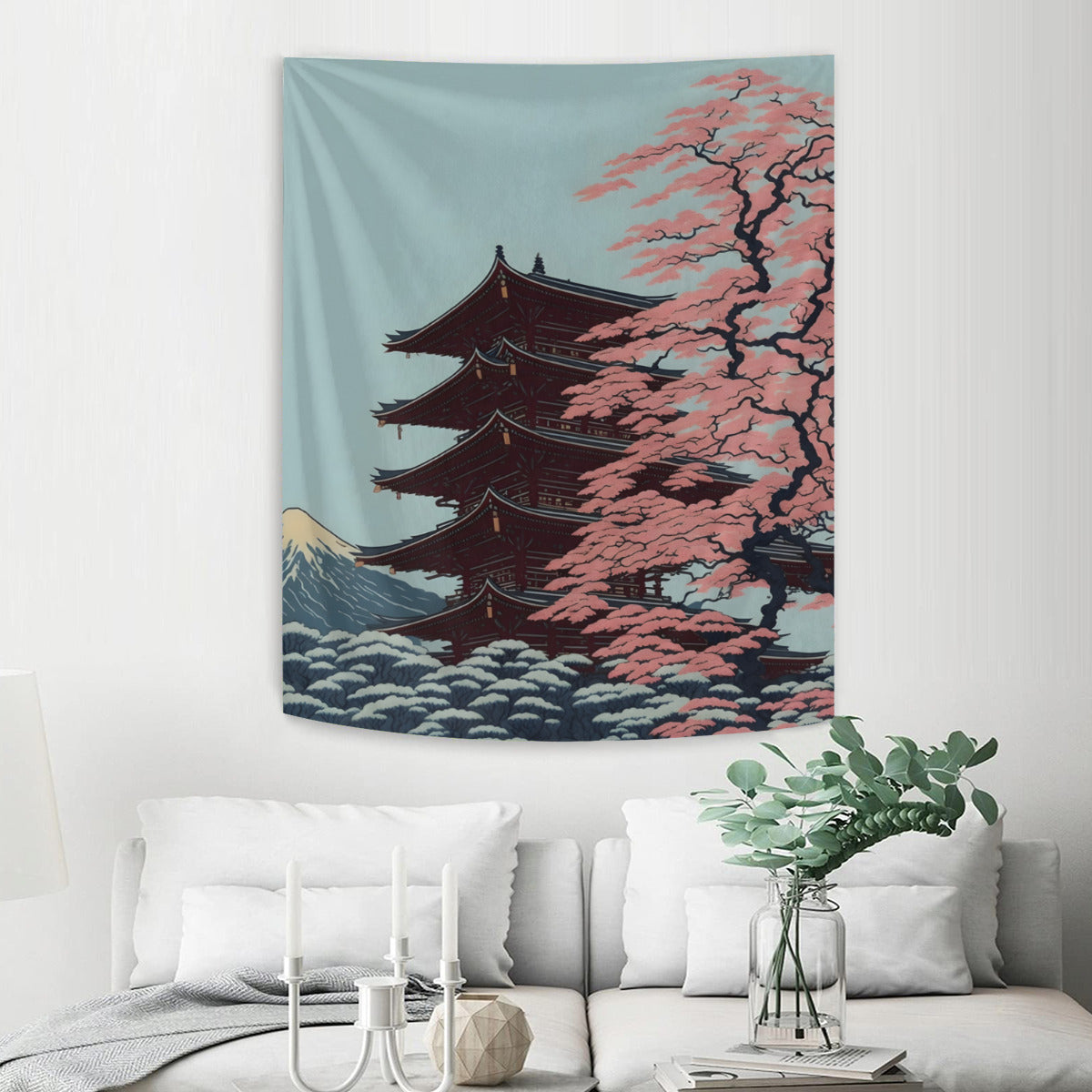 Japanese Mount Fuji House Tapestry Wall Hanging