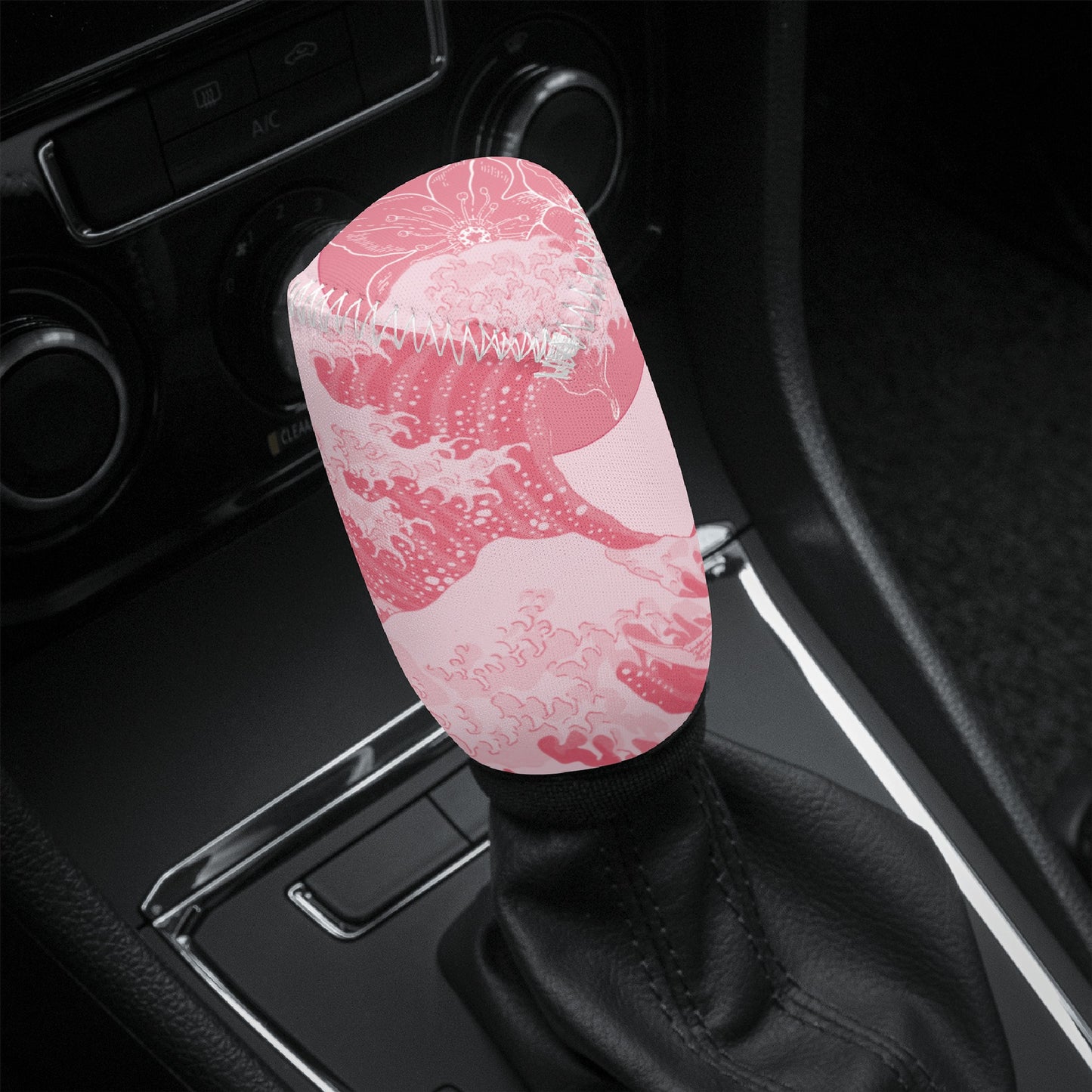 Kanagawa Wave Pink Car Shift Knob Cover