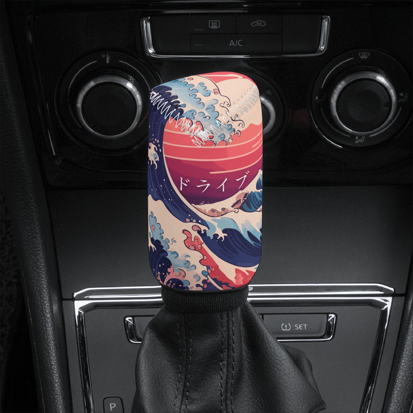 Kanagawa Wave Car Shift Knob Cover - Pastel