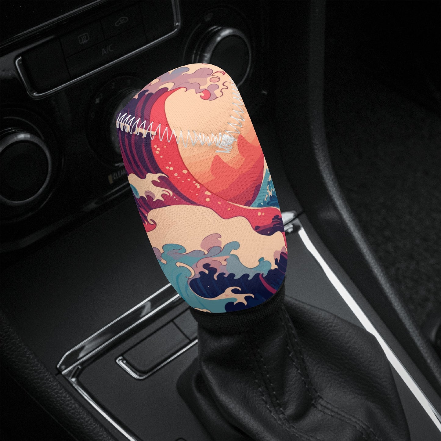 Kanagawa Wave Car Shift Knob Cover - Sunset