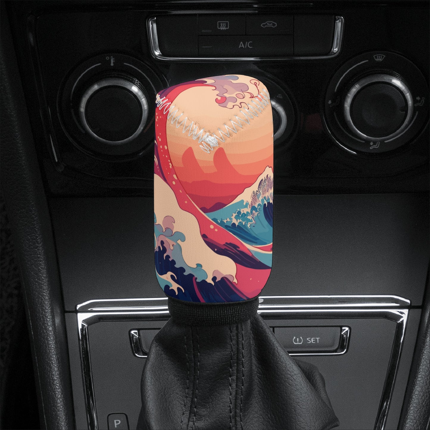 Kanagawa Wave Car Shift Knob Cover - Sunset