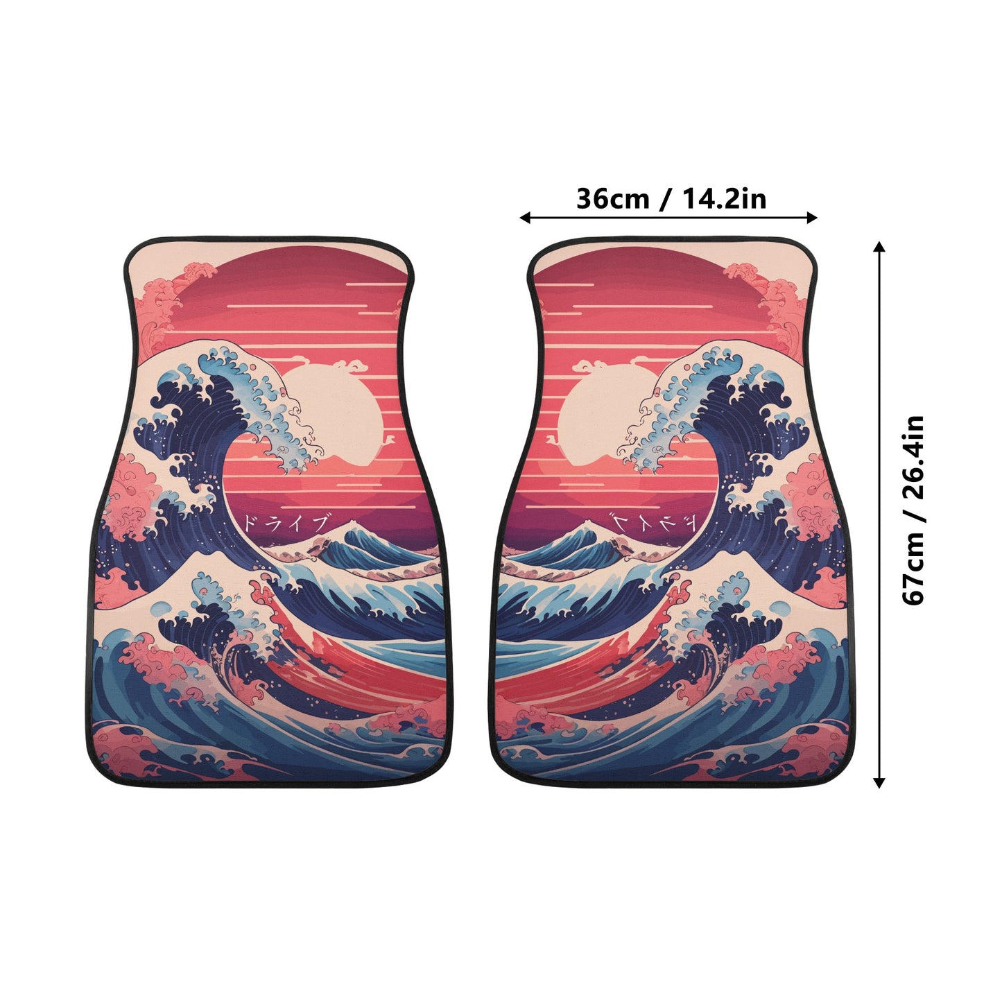 Kanagawa Wave Car Floor Mats - Pastel