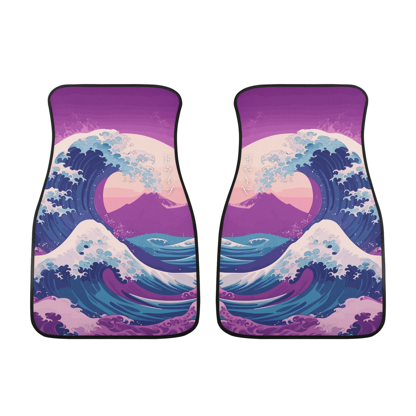 Kanagawa Wave Car Floor Mats - Purple