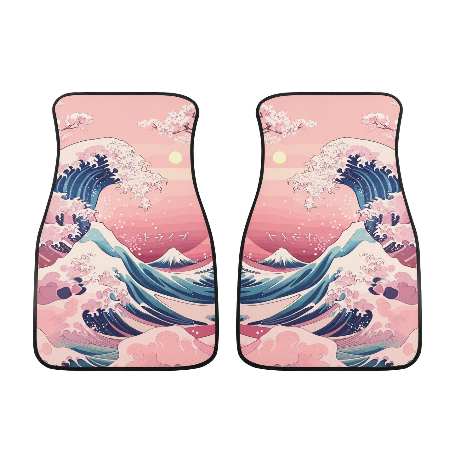 Kanagawa Wave Car Floor Mats - Pink