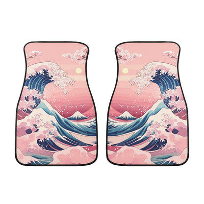 Kanagawa Wave Car Floor Mats - Pink