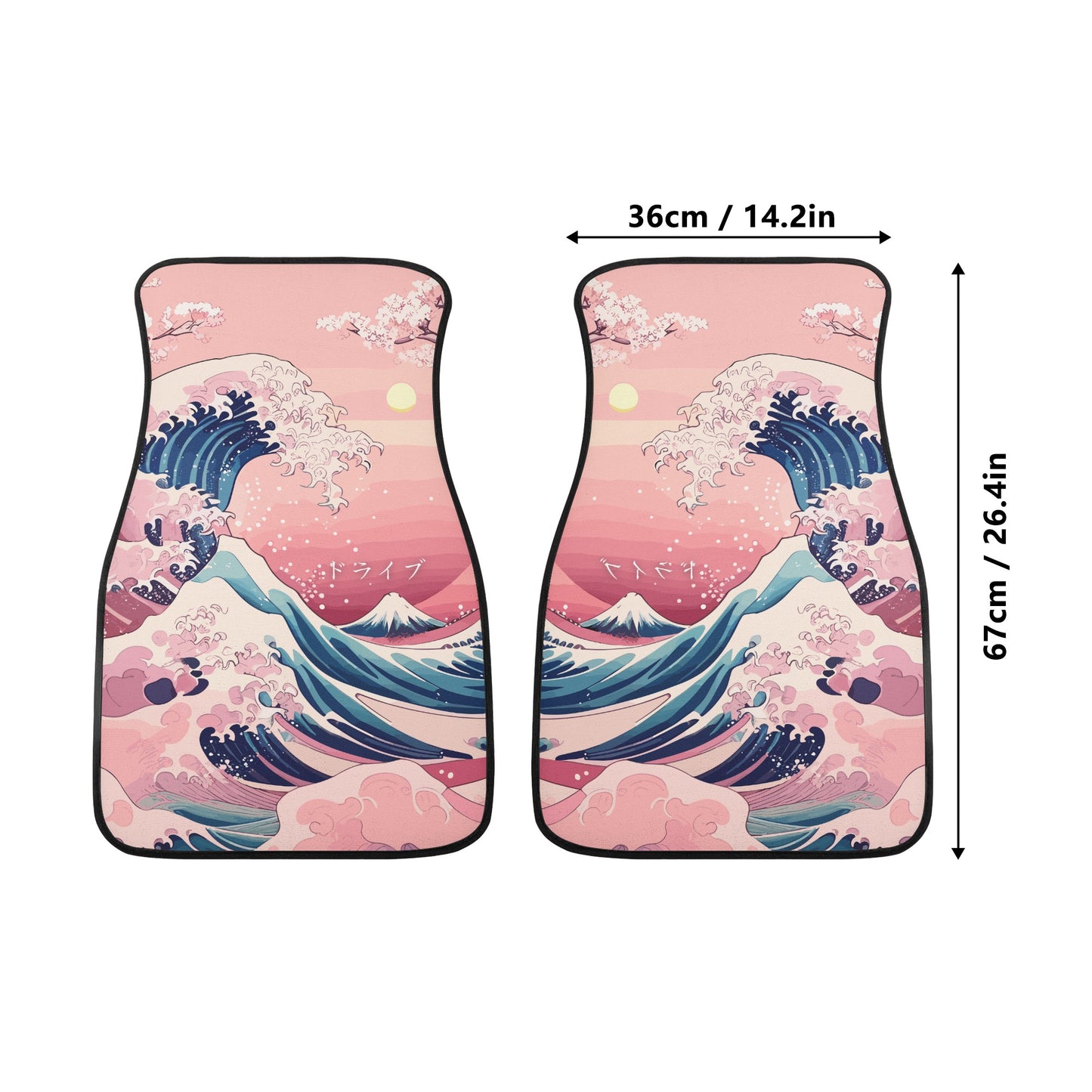 Kanagawa Wave Car Floor Mats - Pink