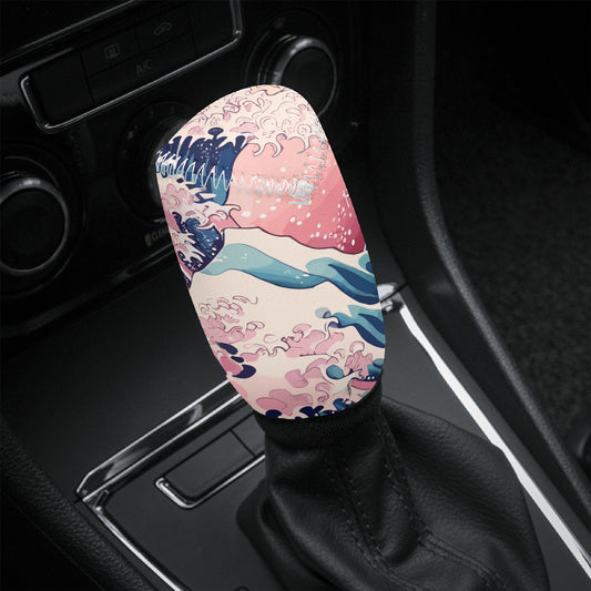 Kanagawa Wave Car Shift Knob Cover - Pink
