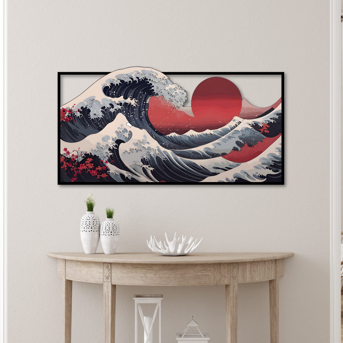 Kanagawa Wave Metal Sign Japanese Wall Art Hanging