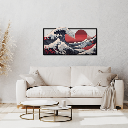 Kanagawa Wave Metal Sign Japanese Wall Art Hanging