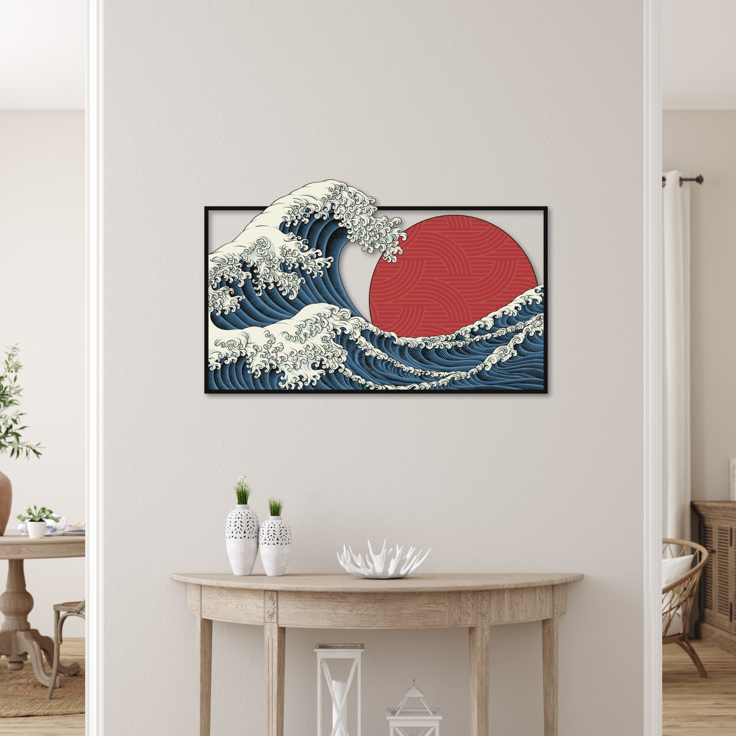 Kanagawa Wave Metal Sign Japanese Wall Art Hanging