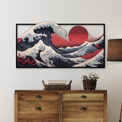 Kanagawa Wave Metal Sign Japanese Wall Art Hanging