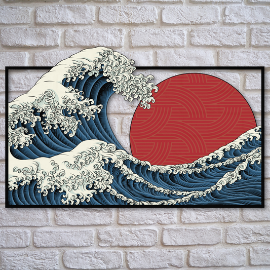 Kanagawa Wave Metal Sign Japanese Wall Art Hanging