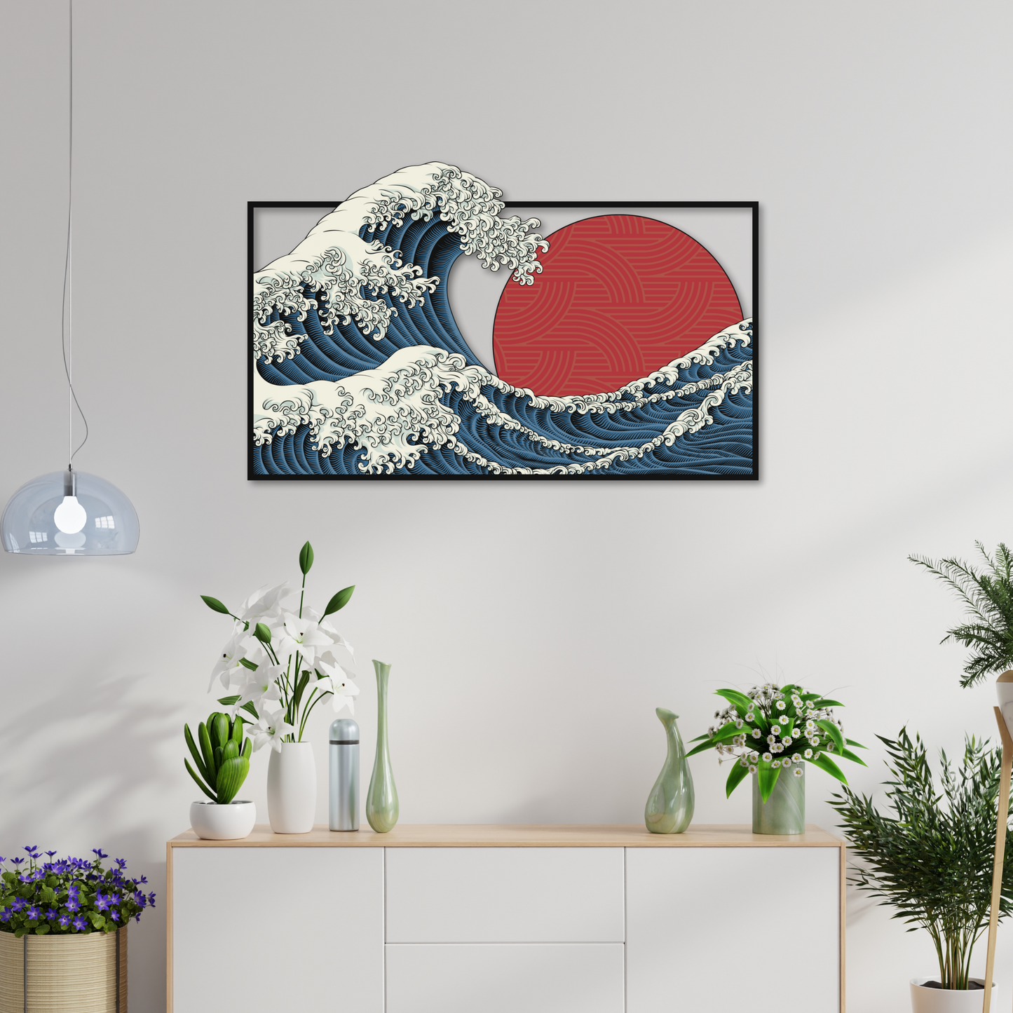 Kanagawa Wave Metal Sign Japanese Wall Art Hanging