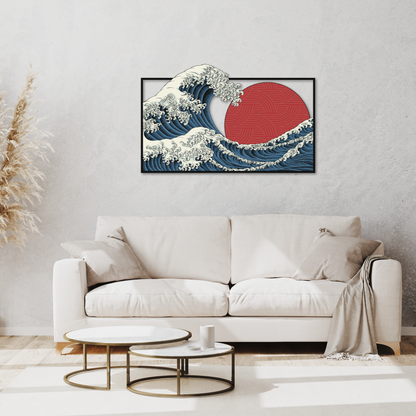 Kanagawa Wave Metal Sign Japanese Wall Art Hanging