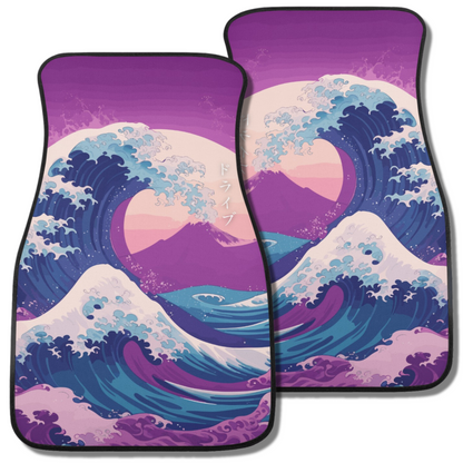 Kanagawa Wave Car Floor Mats - Purple