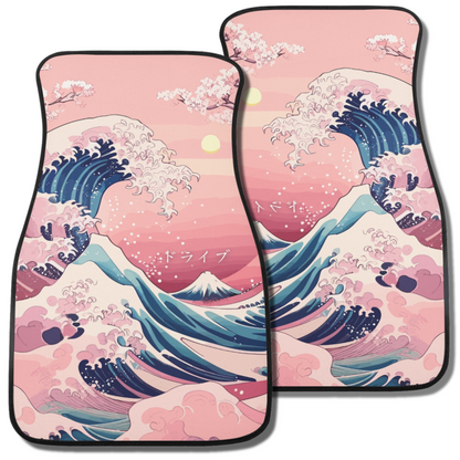 Kanagawa Wave Car Floor Mats - Pink