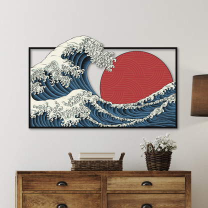 Kanagawa Wave Metal Sign Japanese Wall Art Hanging