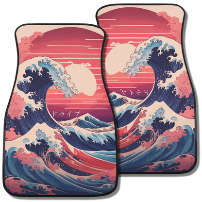 Kanagawa Wave Car Floor Mats - Pastel