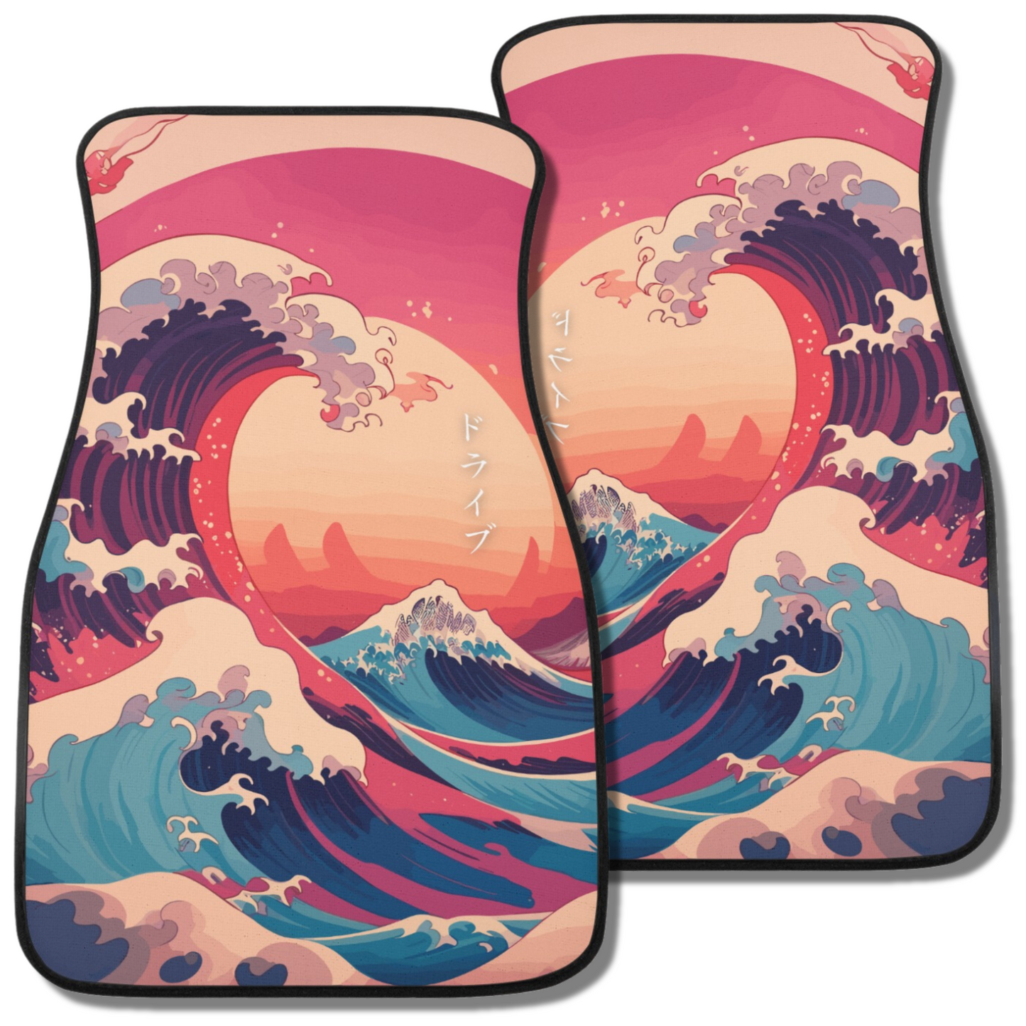 Kanagawa Wave Car Floor Mats - Sunset