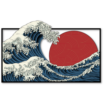 Kanagawa Wave Metal Sign Japanese Wall Art Hanging