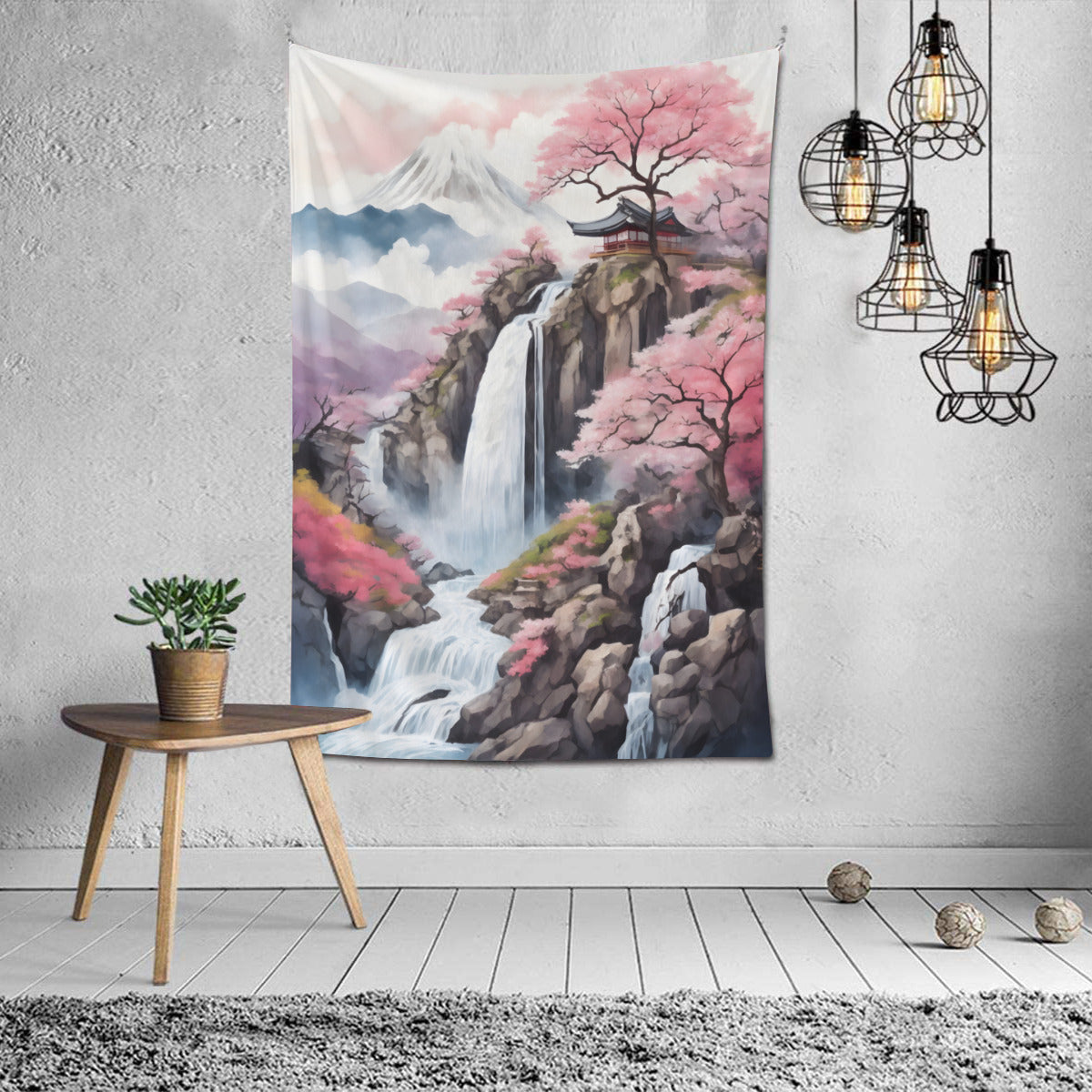 Japanese Mount Fuji Sakura Tapestry Wall Hanging