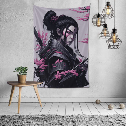 Female Samurai Tapestry Wall Hanging