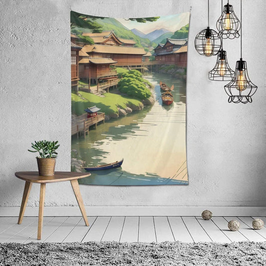 Japanese Art River Tapestry Wall Hanging