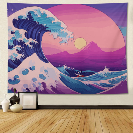 Kanagawa Wave Purple Tapestry Wall Hanging Art