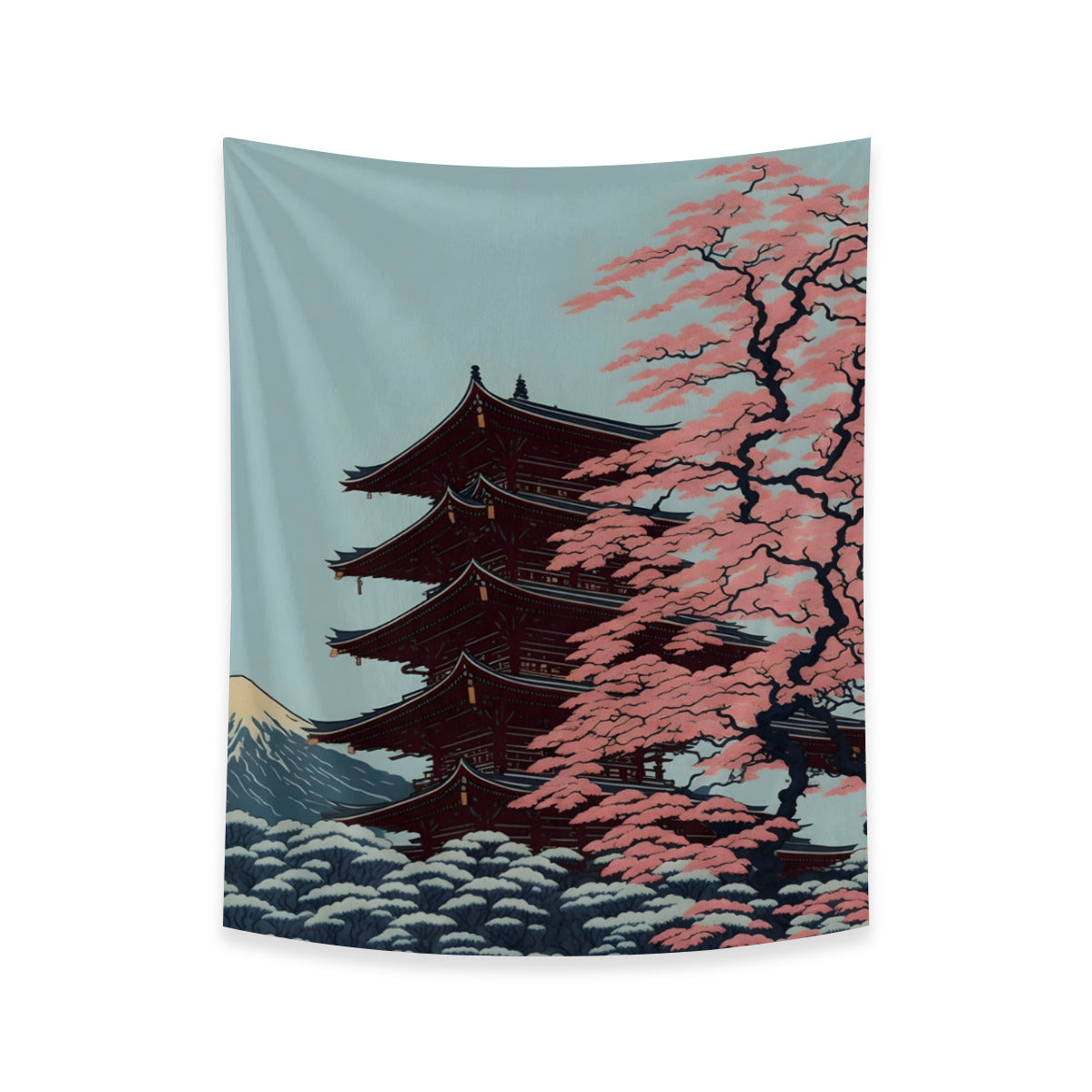 Japanese Mount Fuji House Tapestry Wall Hanging