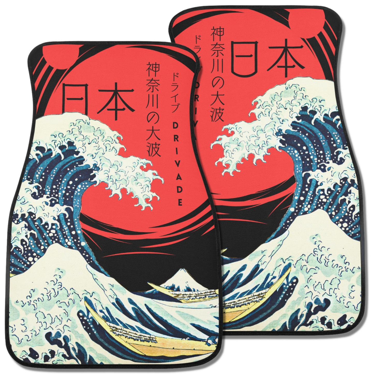 Kanagawa wave Car Floor Mats