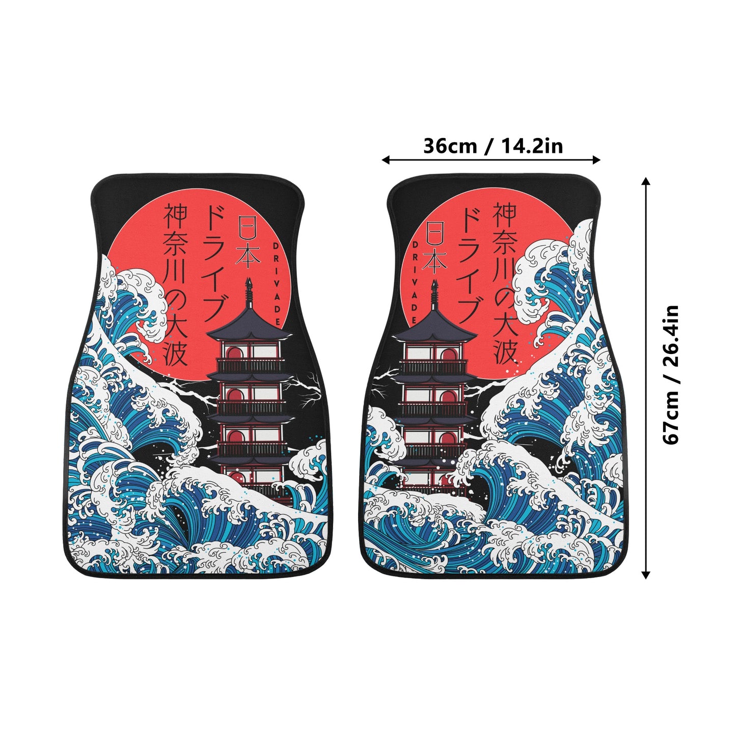 Kanagawa wave Modern Car Floor Mats