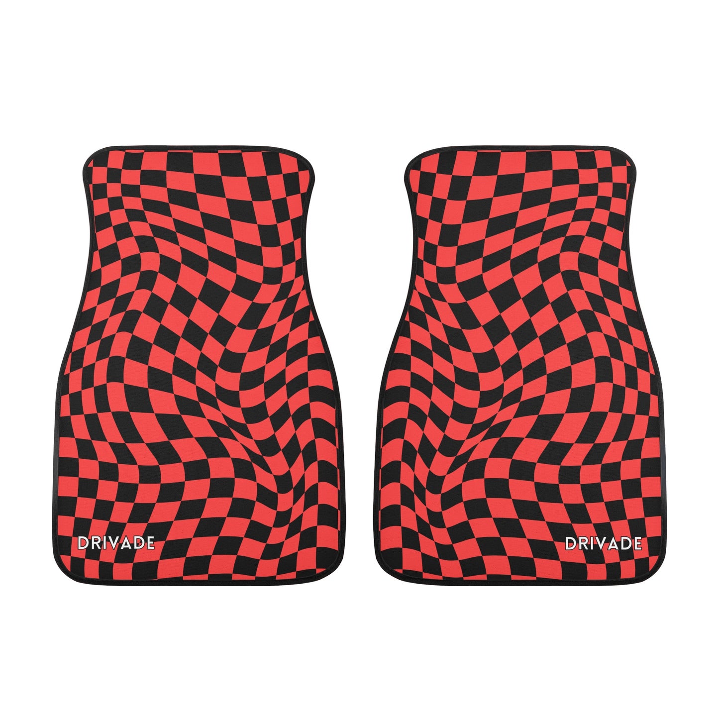 Drivade Checkered Car Floor Mats - Red