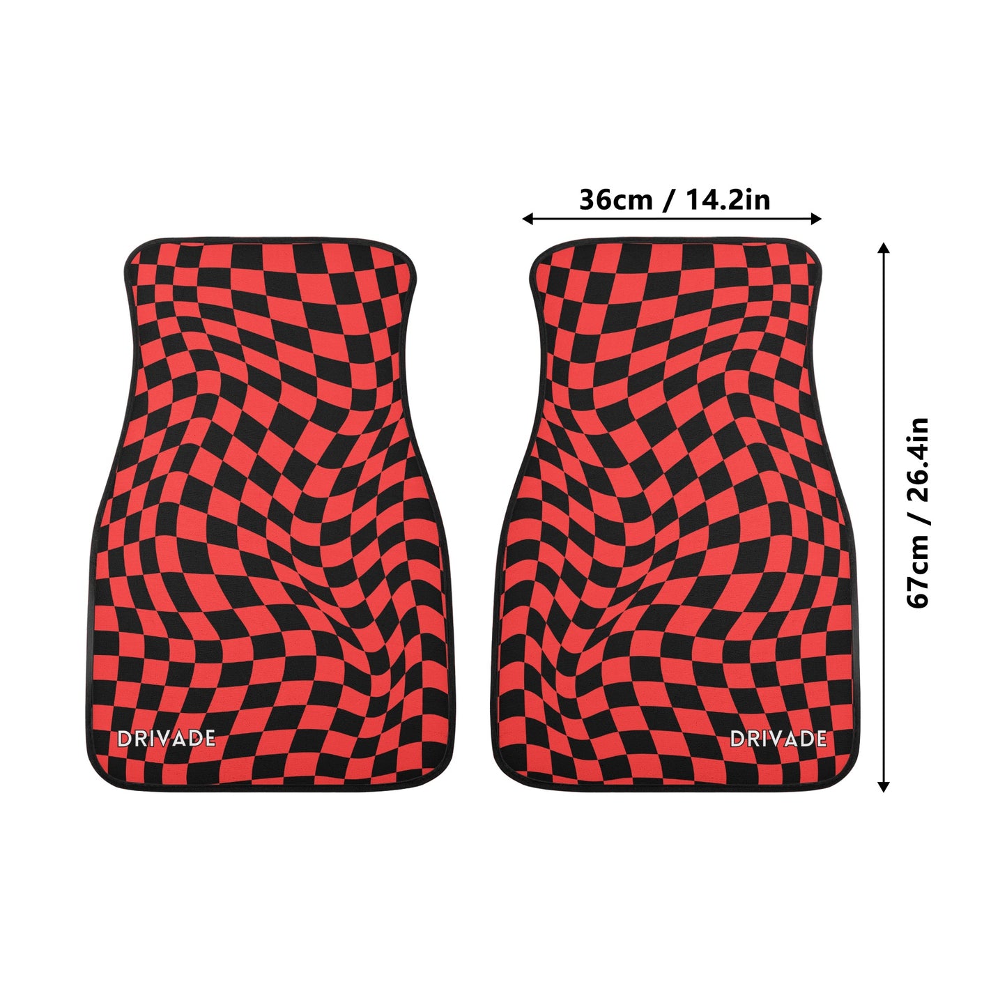 Drivade Checkered Car Floor Mats - Red