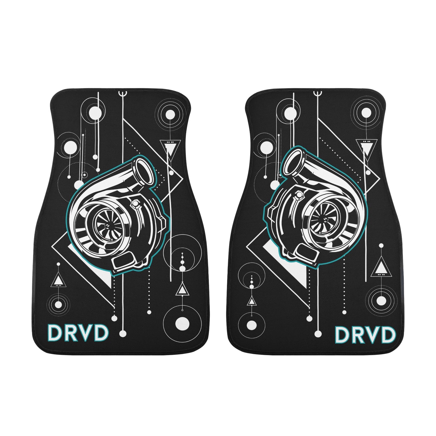 Turbo Graphic Car Floor Mats - Teal