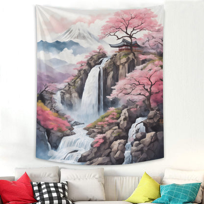 Japanese Mount Fuji Sakura Tapestry Wall Hanging