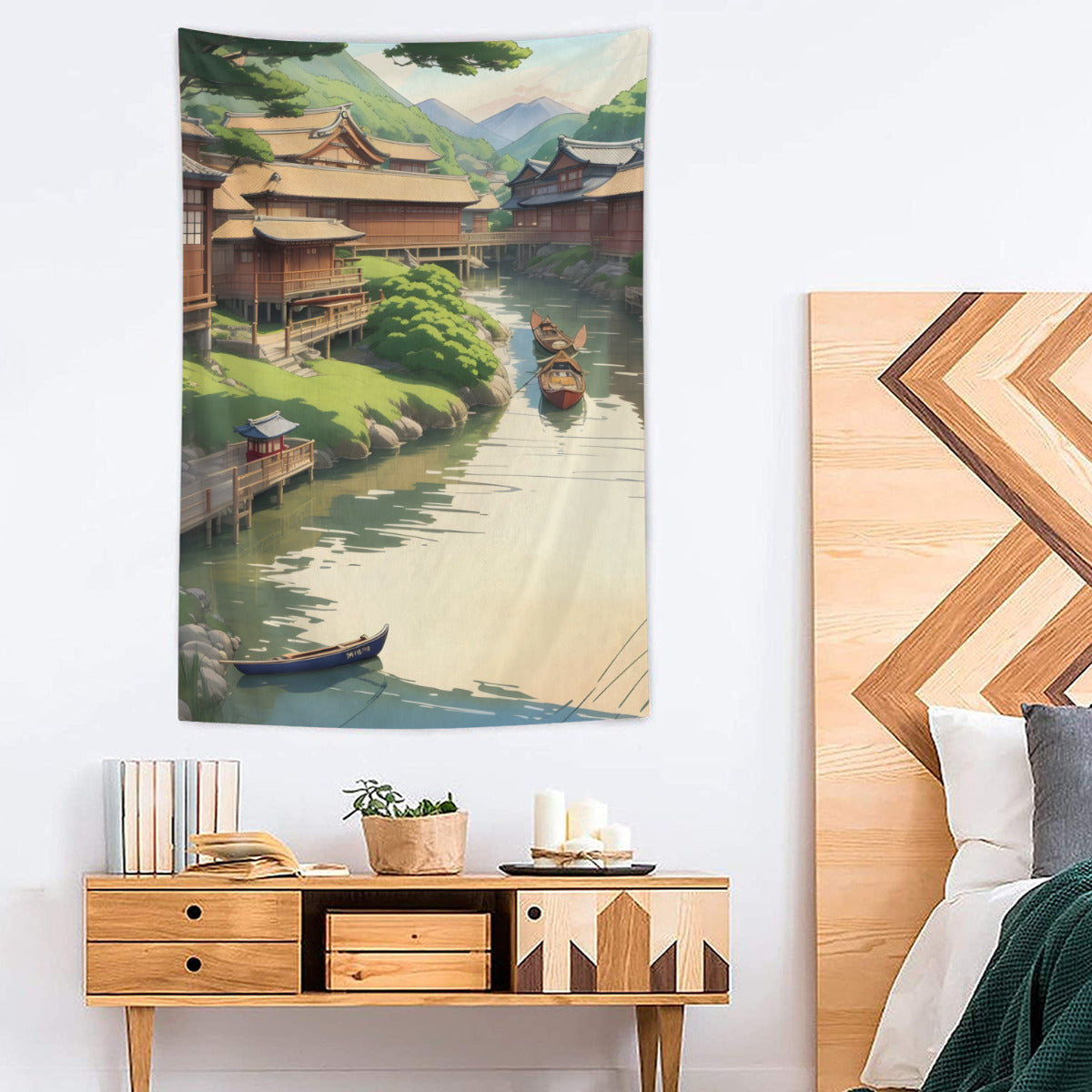 Japanese Art River Tapestry Wall Hanging