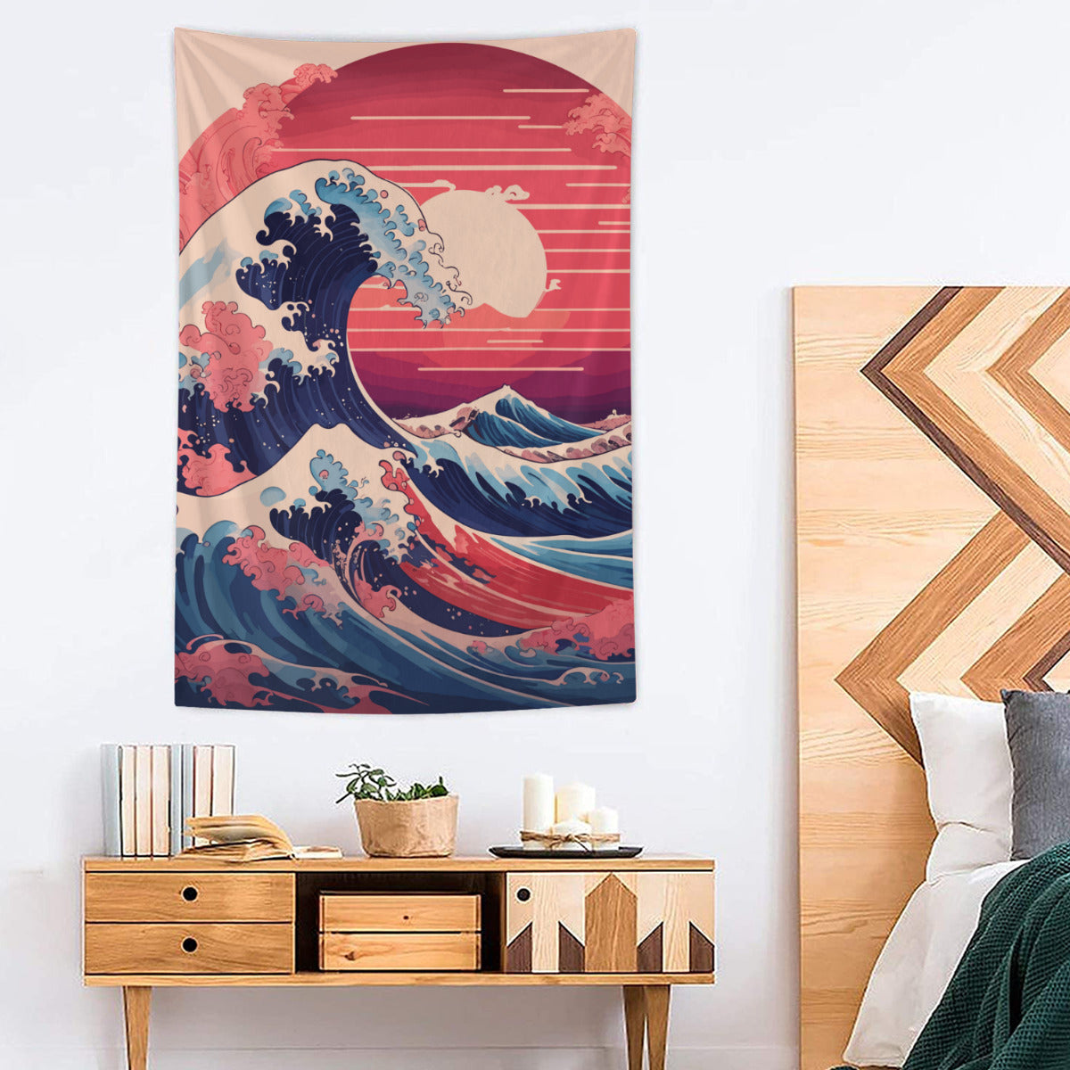 Kanagawa Wave Pastel Tapestry Wall Hanging