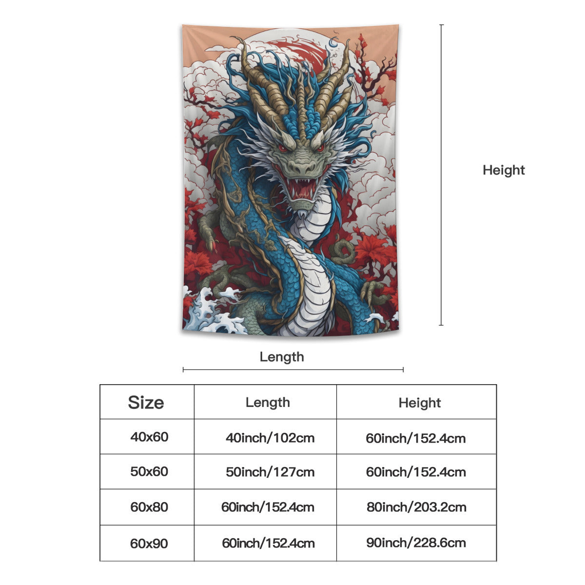 Japanese Dragon Tapestry Wall Hanging