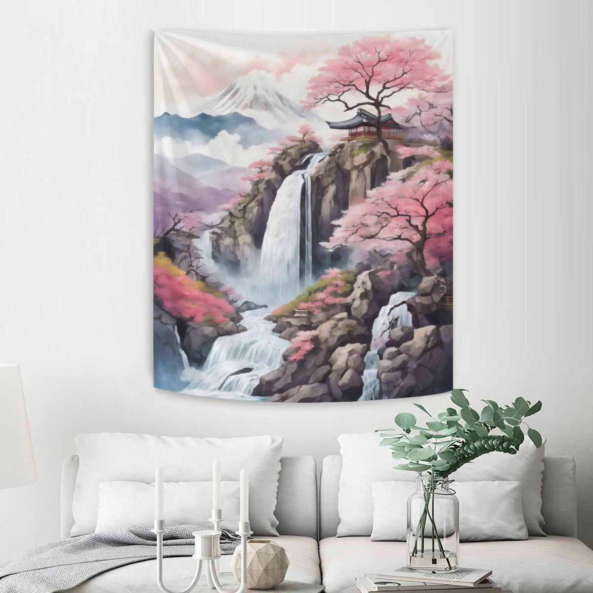 Japanese Mount Fuji Sakura Tapestry Wall Hanging