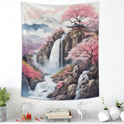 Japanese Mount Fuji Sakura Tapestry Wall Hanging