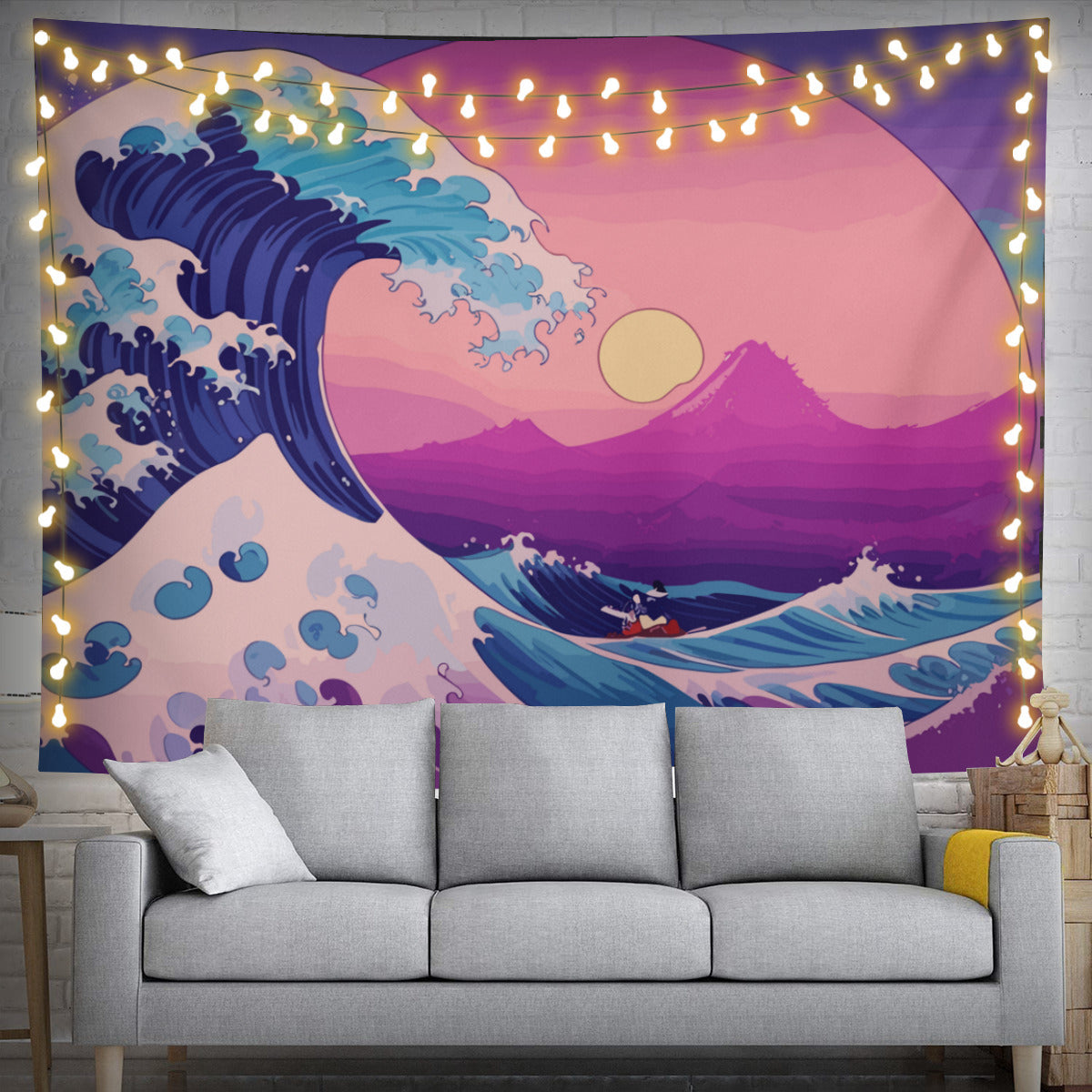 Kanagawa Wave Purple Tapestry Wall Hanging Art