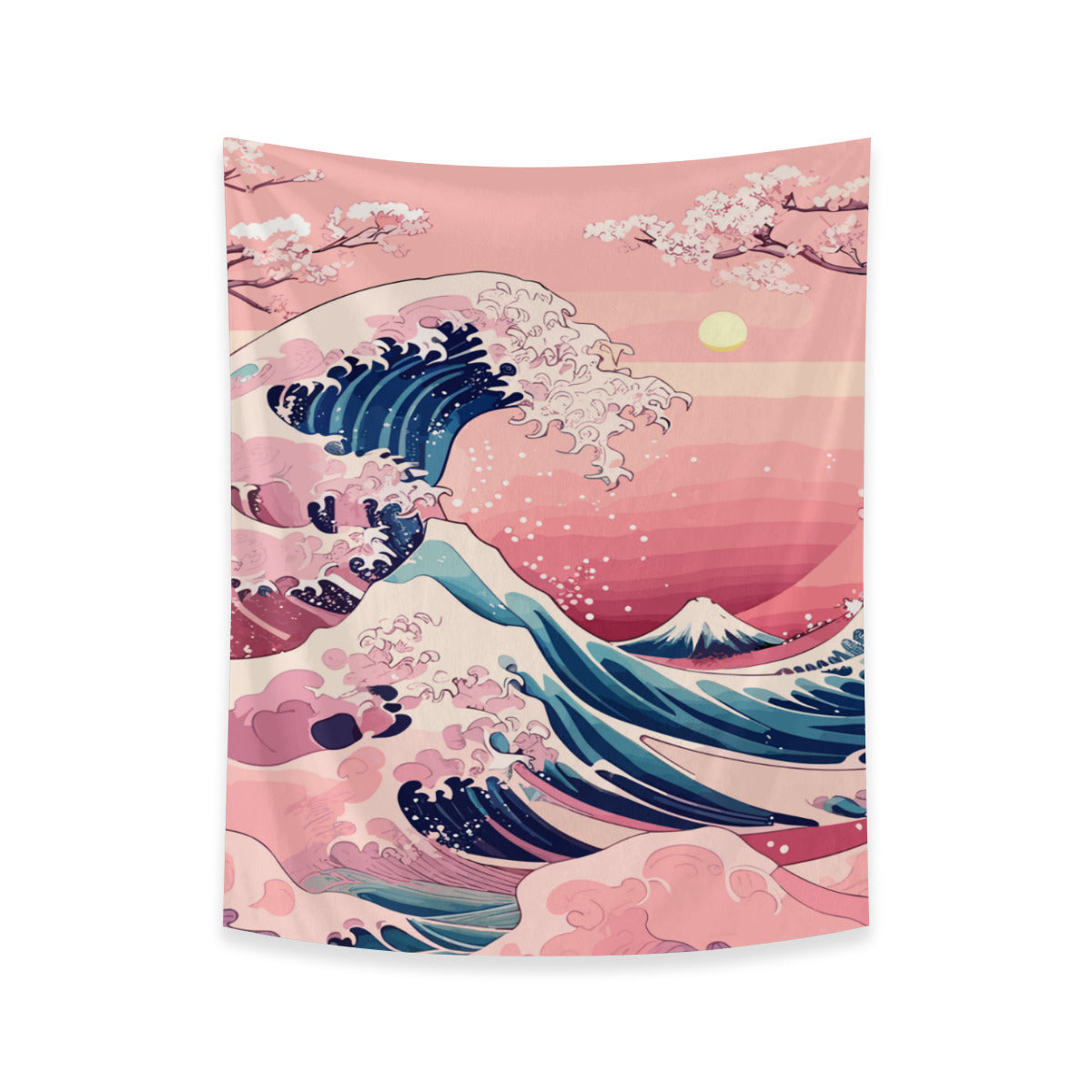 Kanagawa Wave Pink Tapestry Wall Hanging